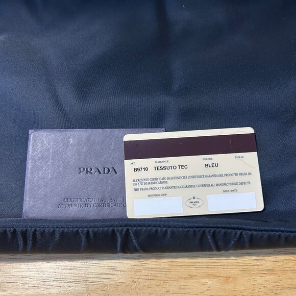 Authentic Women Prada Tessuto Tec B9710 (22) Dark Navy Blue Nylon Tote Handbag - Picture 14 of 16